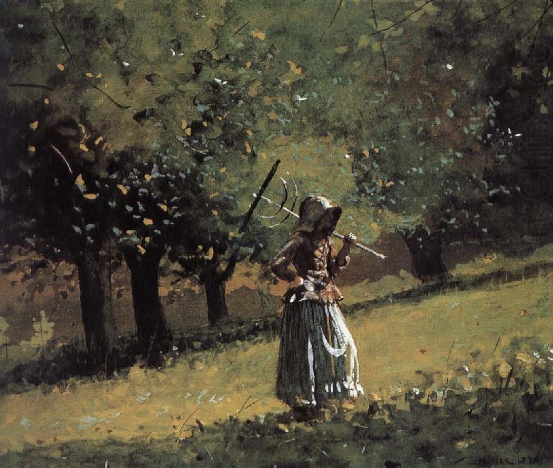 Winslow Homer Shoulder the rake bar girls oil painting picture